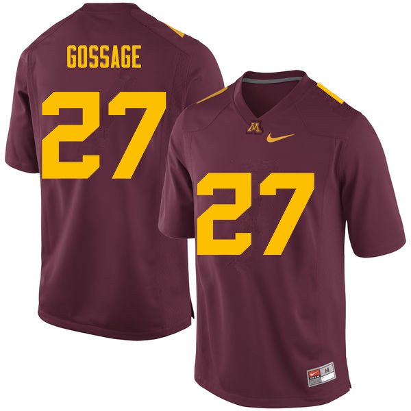 Men #27 Paul Gossage Minnesota Golden Gophers College Football Jerseys Sale-Maroon